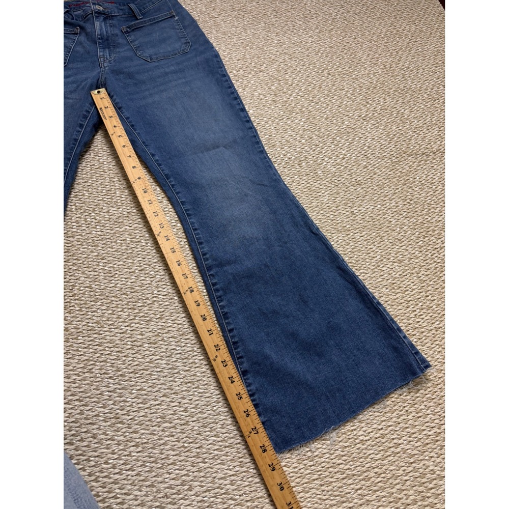 Lucky Brand Stevie High Rise Flare Jeans Blue Patch Pocket Raw Hem 10/30 A - Picture 3 of 7